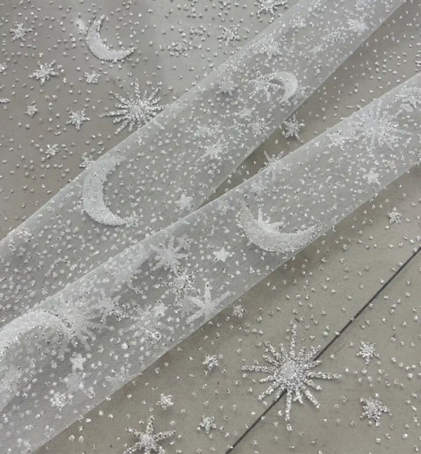 Soul Tribune - Lace Material for Curtain with stars and Moon